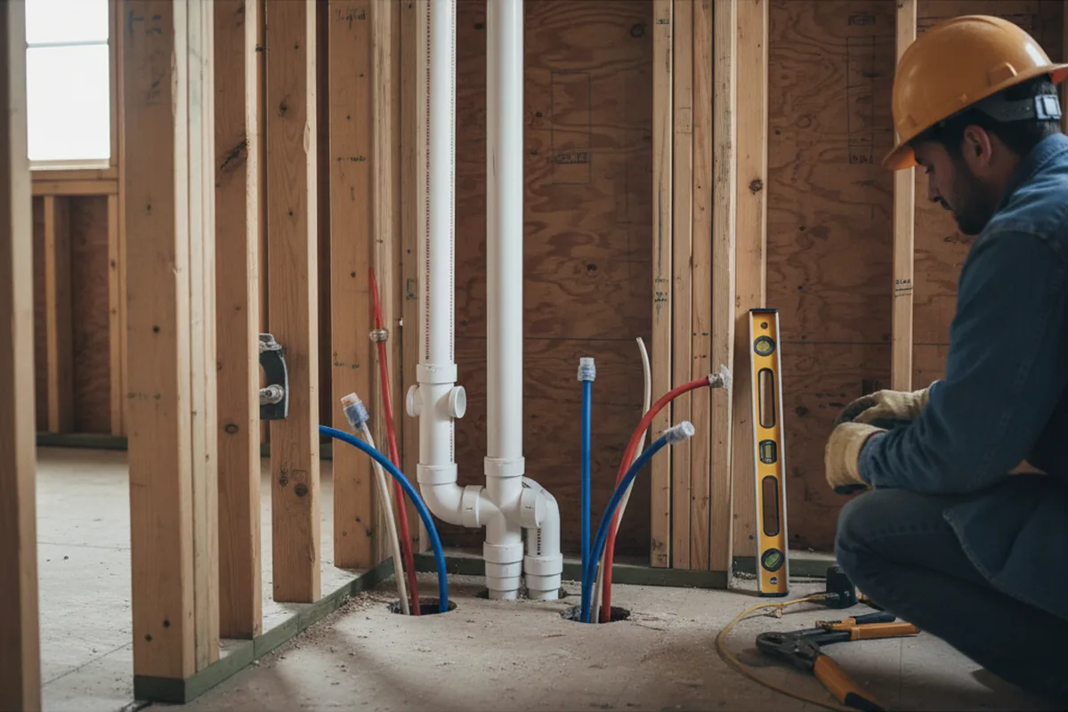 Drain and supply rough-in during Drain Cleaning in Saint Stephen