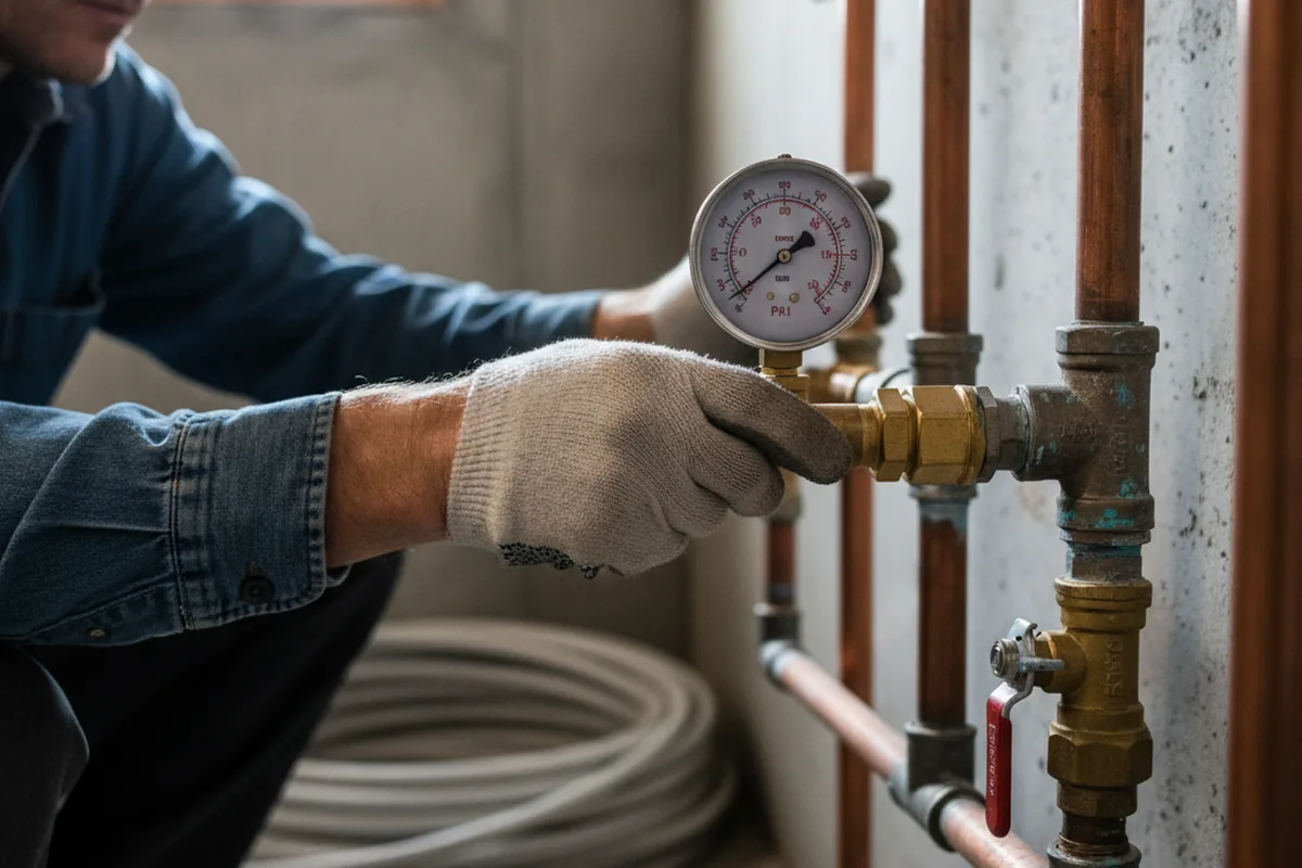 Pressure testing a repaired line during Water Line Repair in Saint Stephen