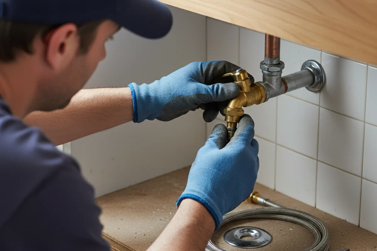 Shutoff valve and fitting work during Burst Pipe Repair in Saint Stephen